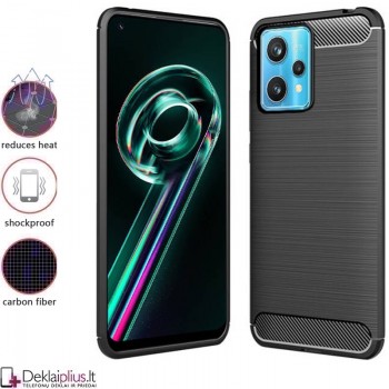 Carbon guminis dėklas - juodas (Realme 9/9 4G/9 Pro Plus) Carbon guminis dėklas - juodas (Realme 9/9 4G/9 Pro Plus)